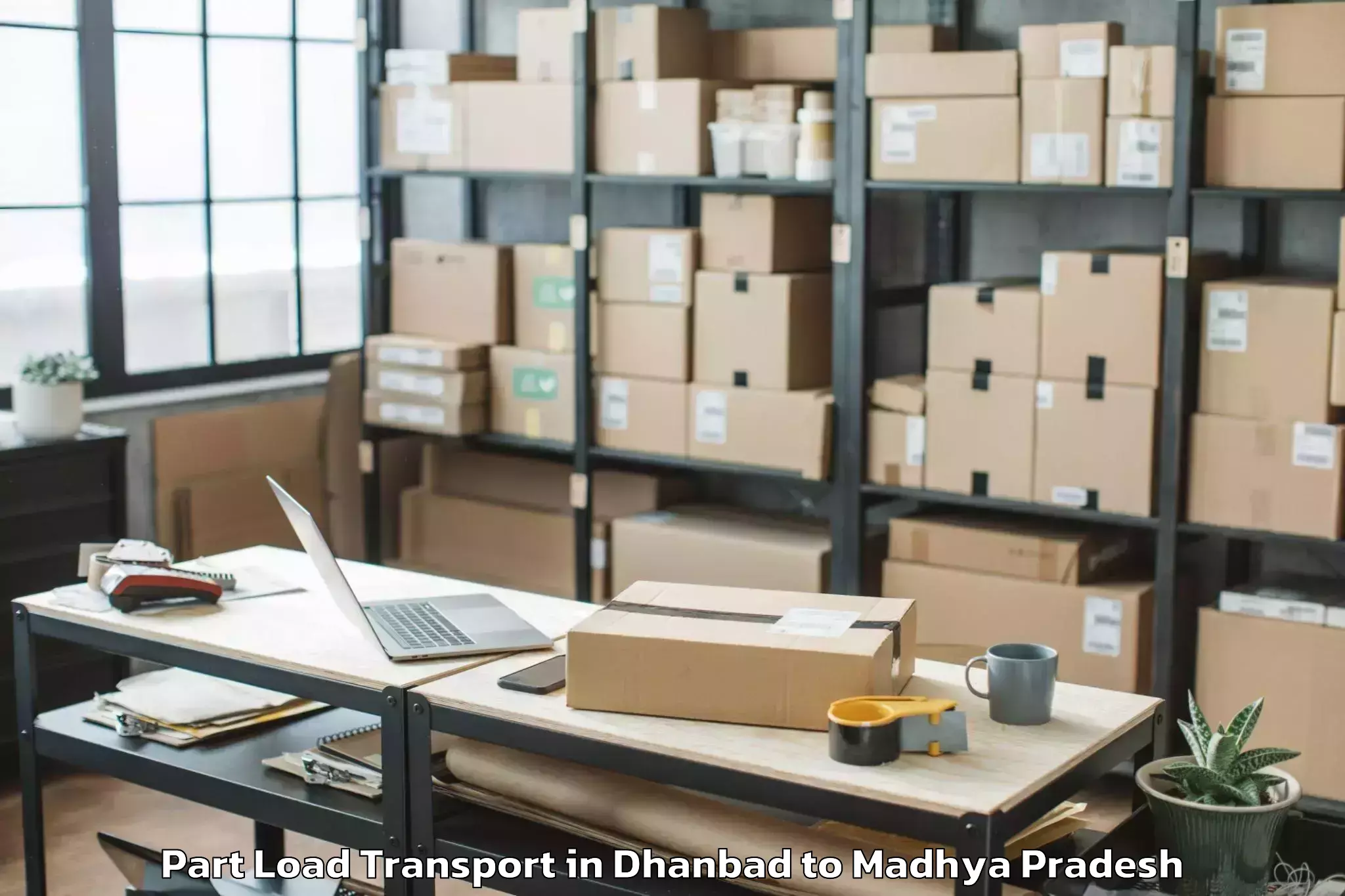 Book Dhanbad to Abhilashi University Bhopal Part Load Transport Online